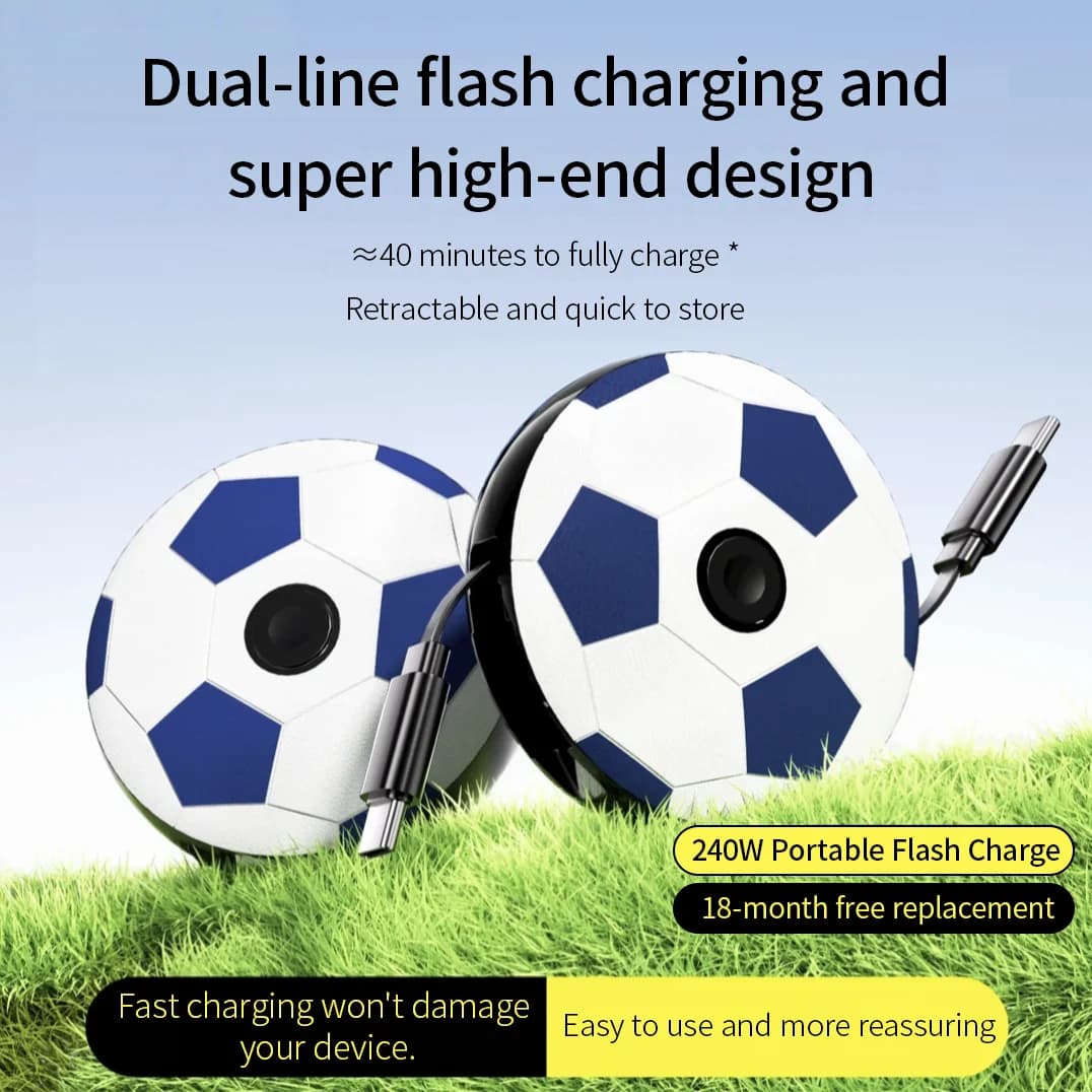 Football Fidget Spinner Charging Cable, Retractable 240W PD Cord for Work & Travel for iPhone