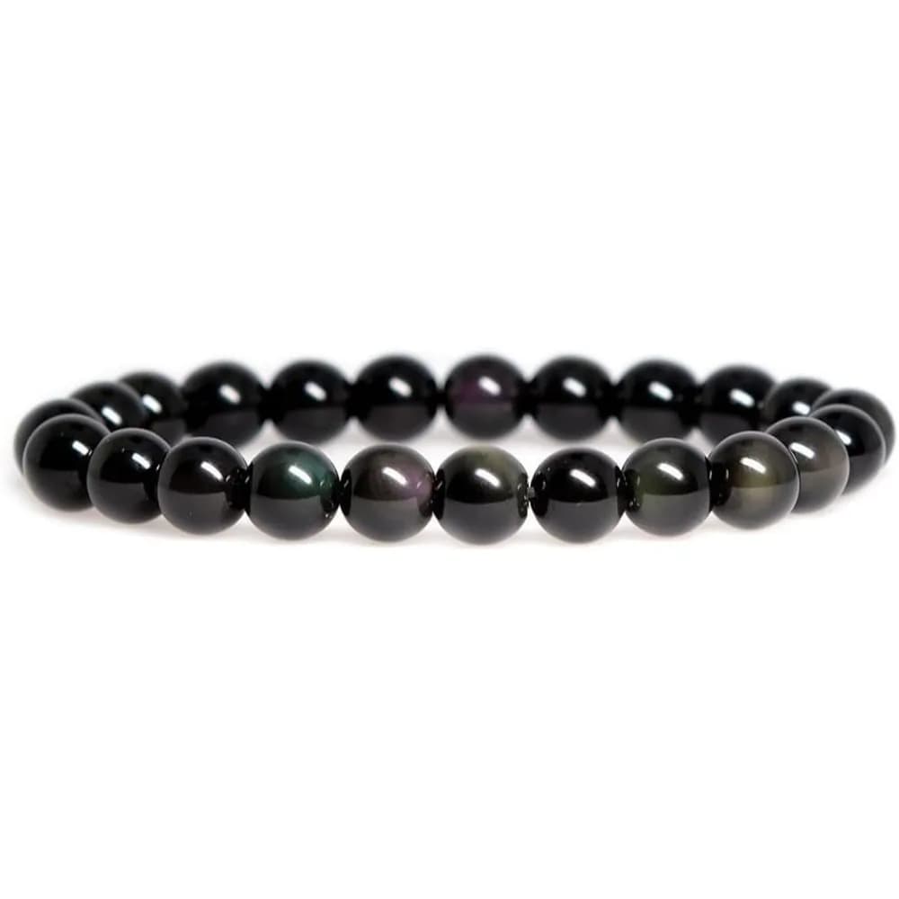 { Energy and Protect} Obsidian Bracele Handmade Natural Gemstone Elastic Bracelet Crystal Stone Beads Jewelry Gifts for Women
