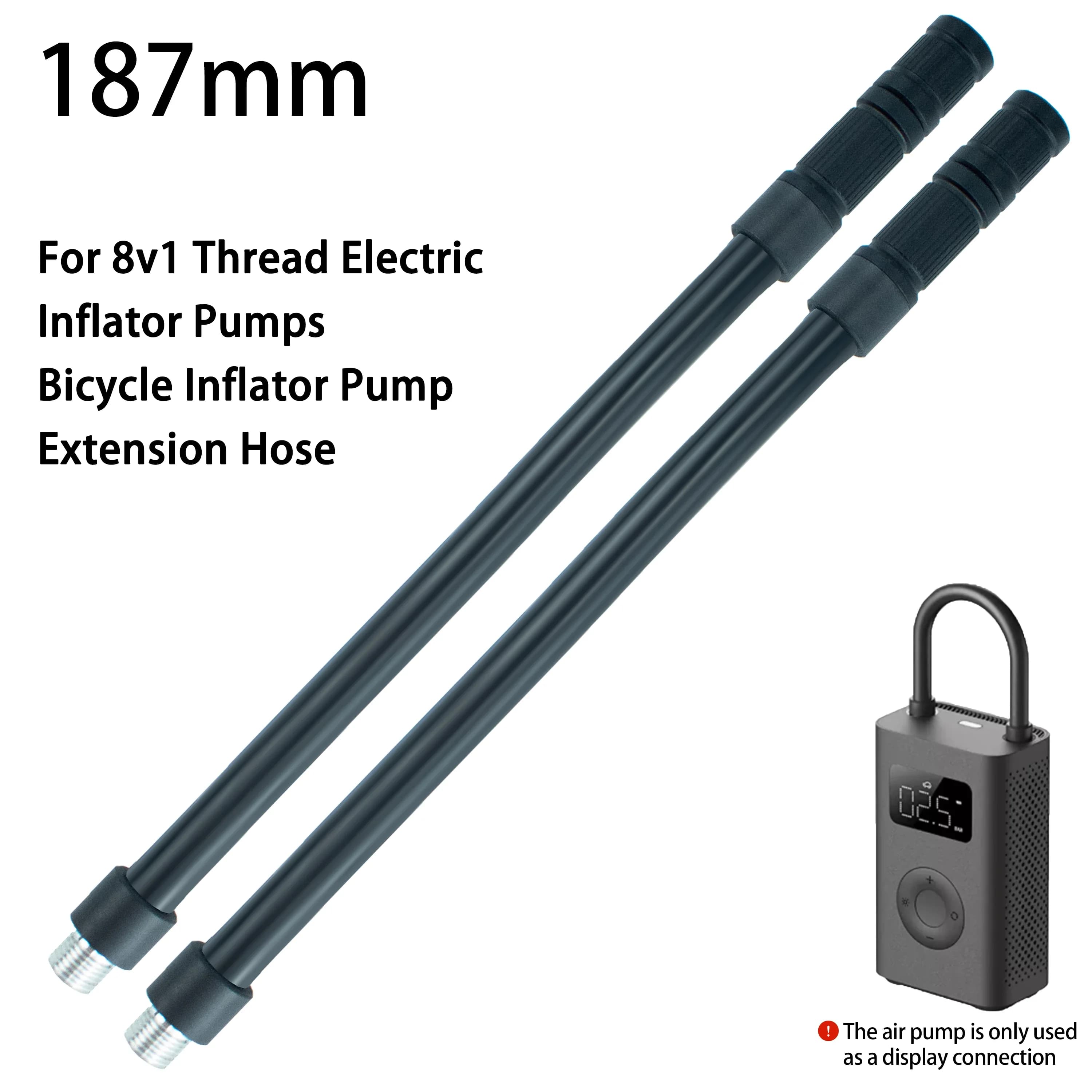 Tubo di prolunga per pompa di gonfiaggio elettrica per bici da 2 pezzi Tirepower con adattatori per valvole Presta e Schrader per gonfiatori elettrici 8v1