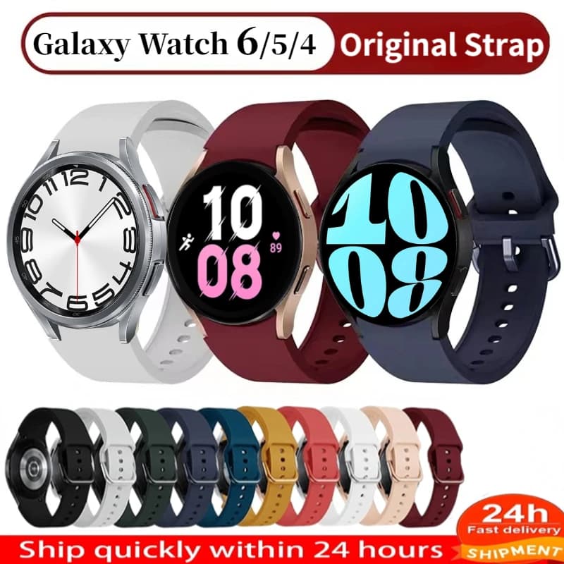 20mm Silicone Strap For Samsung Galaxy Watch 7/6/5/4 40mm 44mm Original No Gap Bracelet Galaxy Watch 6 Classic 47mm 43mm Correa