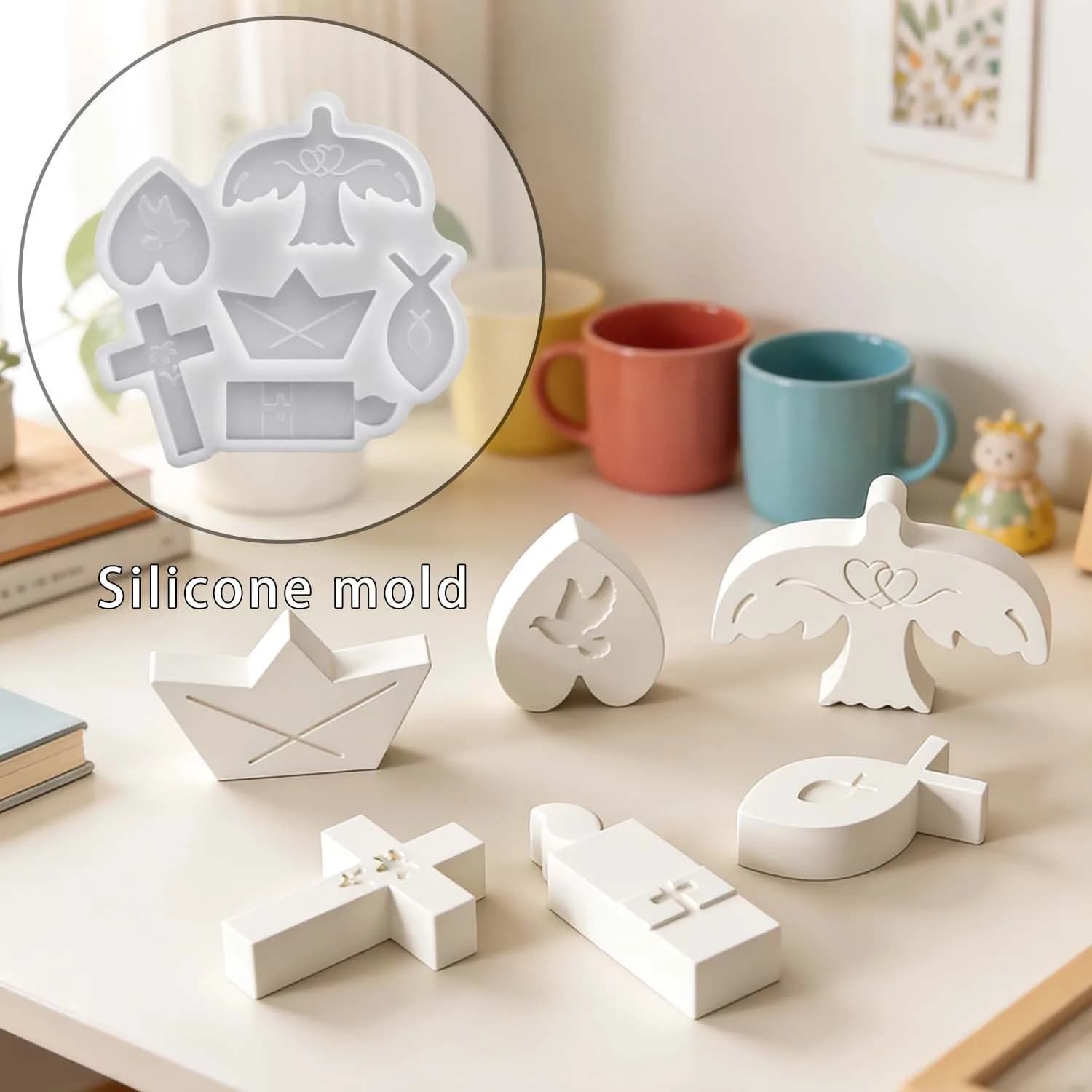 Stampo in silicone a forma di cuore semplice per decorazioni fai da te da tavolo, stampo per ciondoli in gesso e candele, ideale per decorazioni da tavolo fai da te