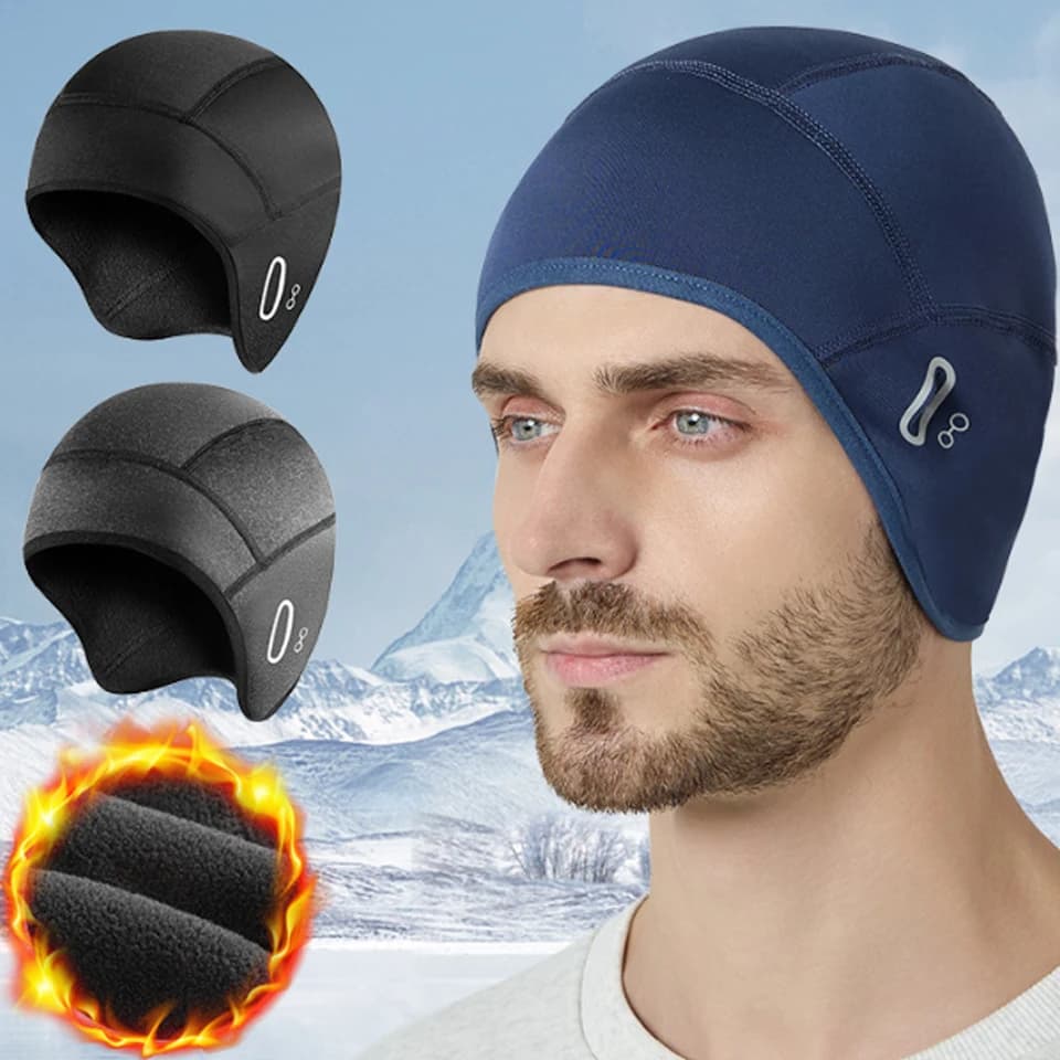 GTUBIKE Cycling cap in winter fleece Thermal wind cap with skull Helmet Slide Racing Motorcycle Riding Man Bike Hat MTB
