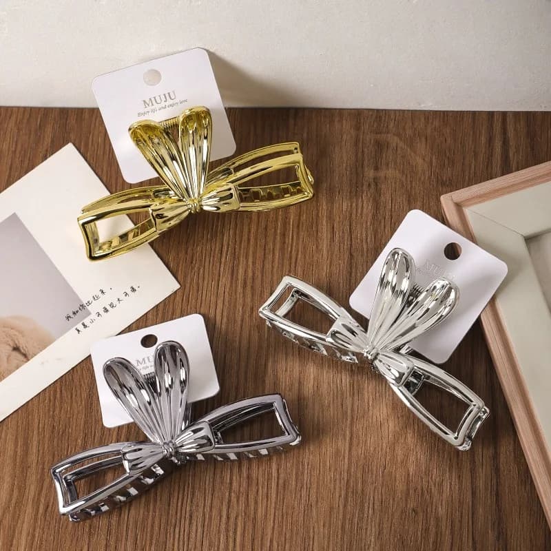 1 clip per carta avanzata, clip in metallo grande, dolce papillon, fermaglio per capelli con orecchie di coniglio, clip di squalo femminile sul retro della testa