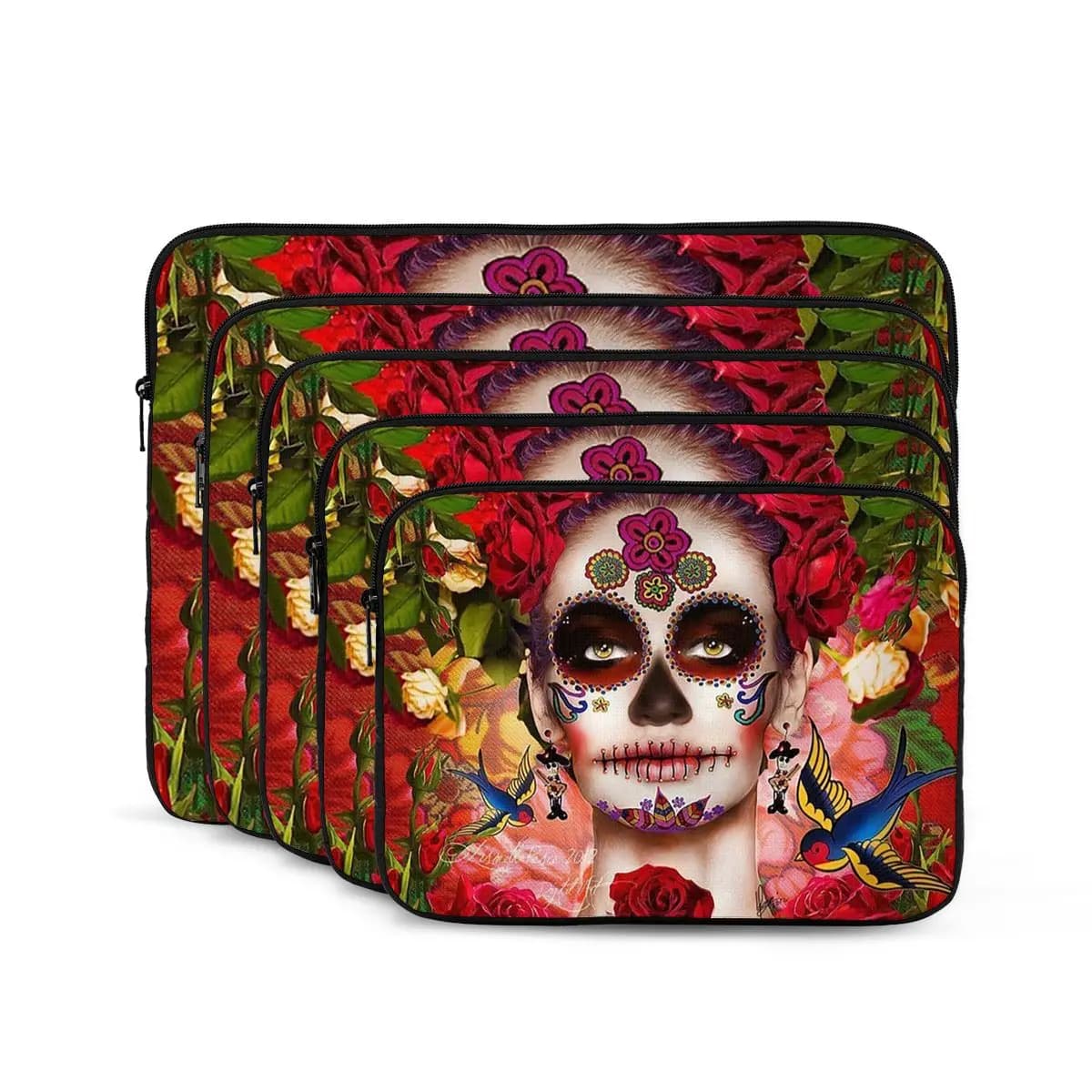 Mexican Catrina Girl Day Of The Dead Sugar Skull Notebook Laptop Bag Notebook Sleeve Cover Bag Tablet Shockproof Case Bag