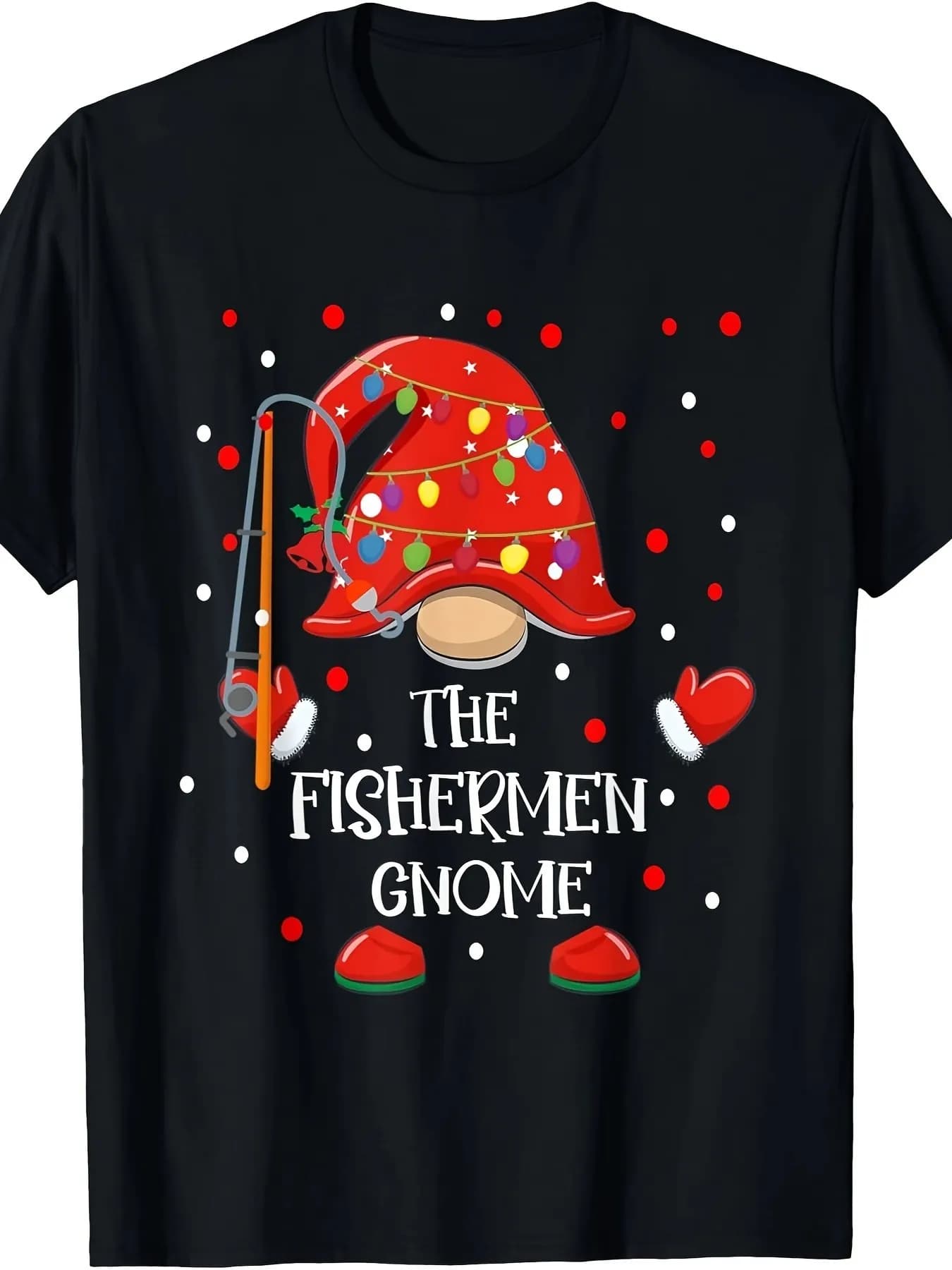 Divertente maglietta pigiama gnomo natalizio gnomo pesca - 100% cotone 220 g