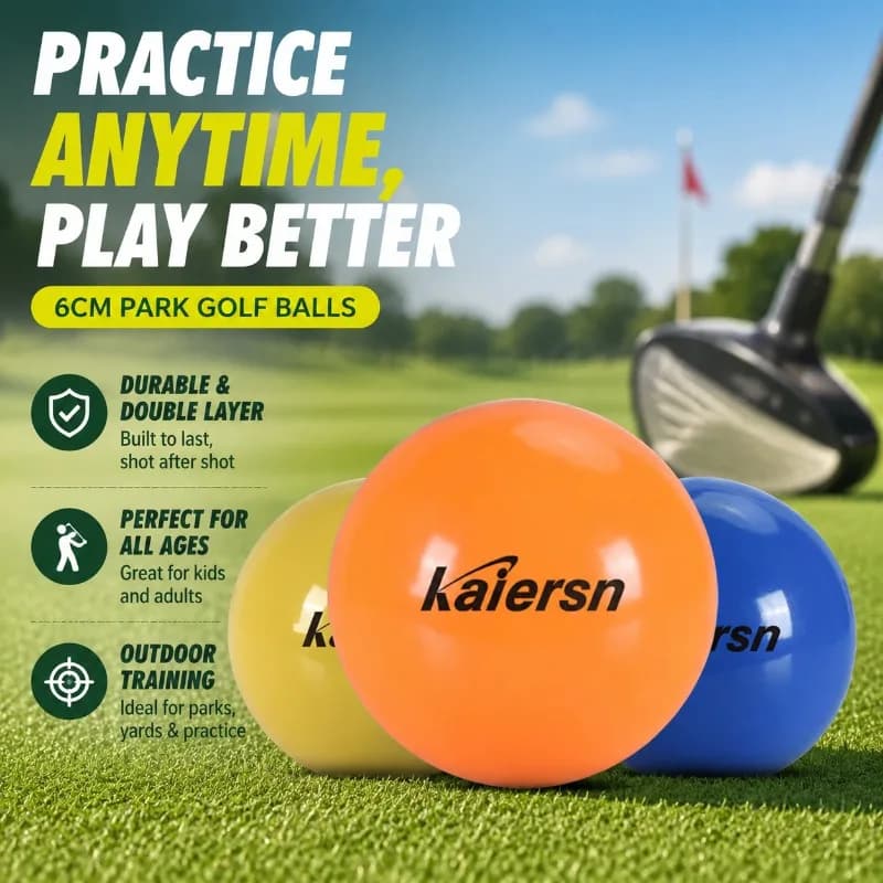 60mm Luminous Park Golf Balls Smooth Bright Multicolor Soft Practice Sphere Light Up in Dark for Backyard Lawn Outdoor Training