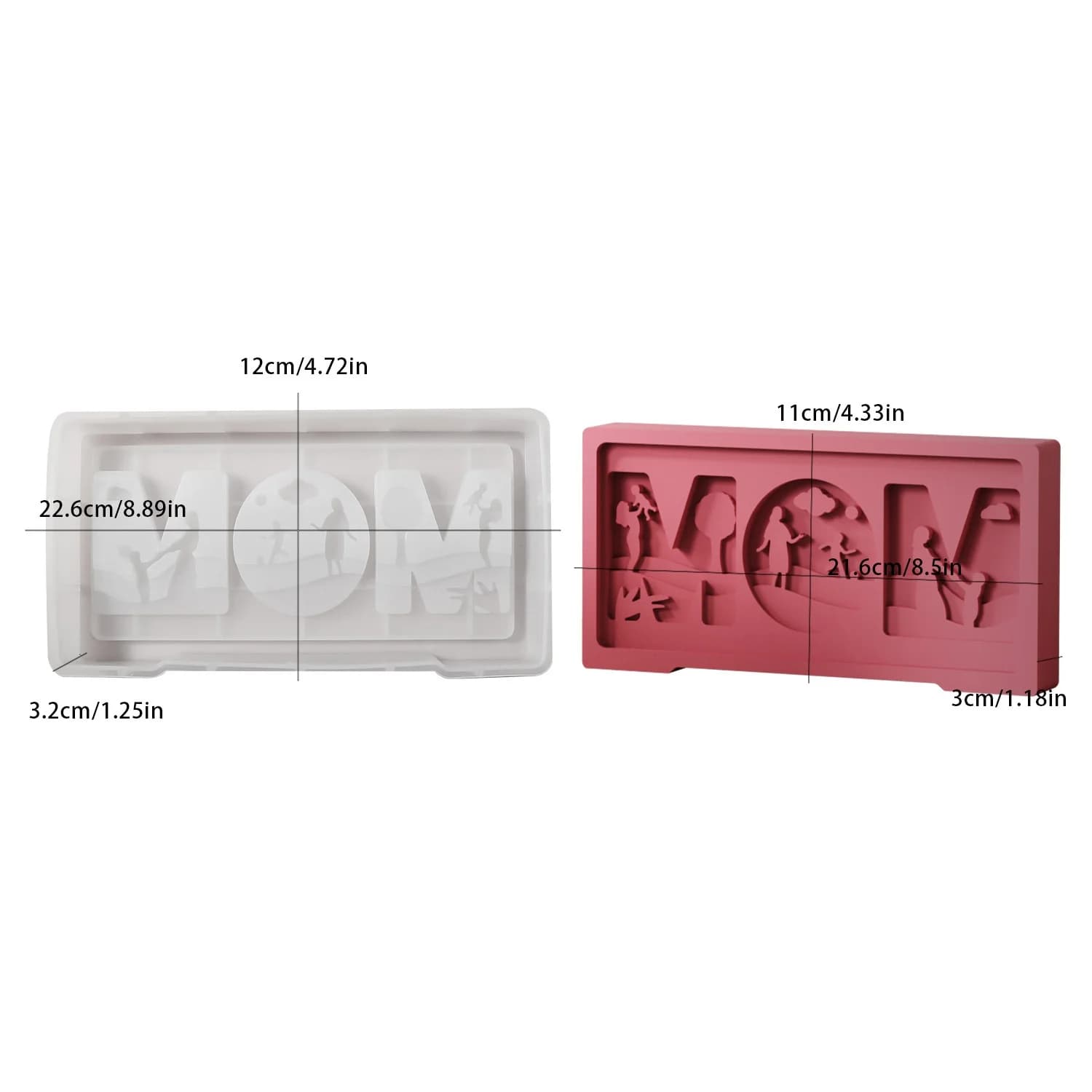 Stampo in Resina Fai-da-Te per la Festa della Mamma, Decorazione in Gesso con Scritta MOM e Figlio in Rilievo, Regalo Commemorativo 3D Fatto a Mano, Caldo e Confortevole