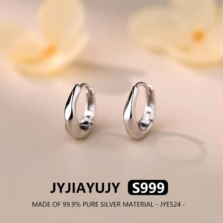 JYJIAYUJY 100% Intero Originale Argento Puro S999 Orecchini A Cerchio In Magazzino Mobius Gioelleria Raffinata E Alla Moda Regalo Quotidiano JYE524