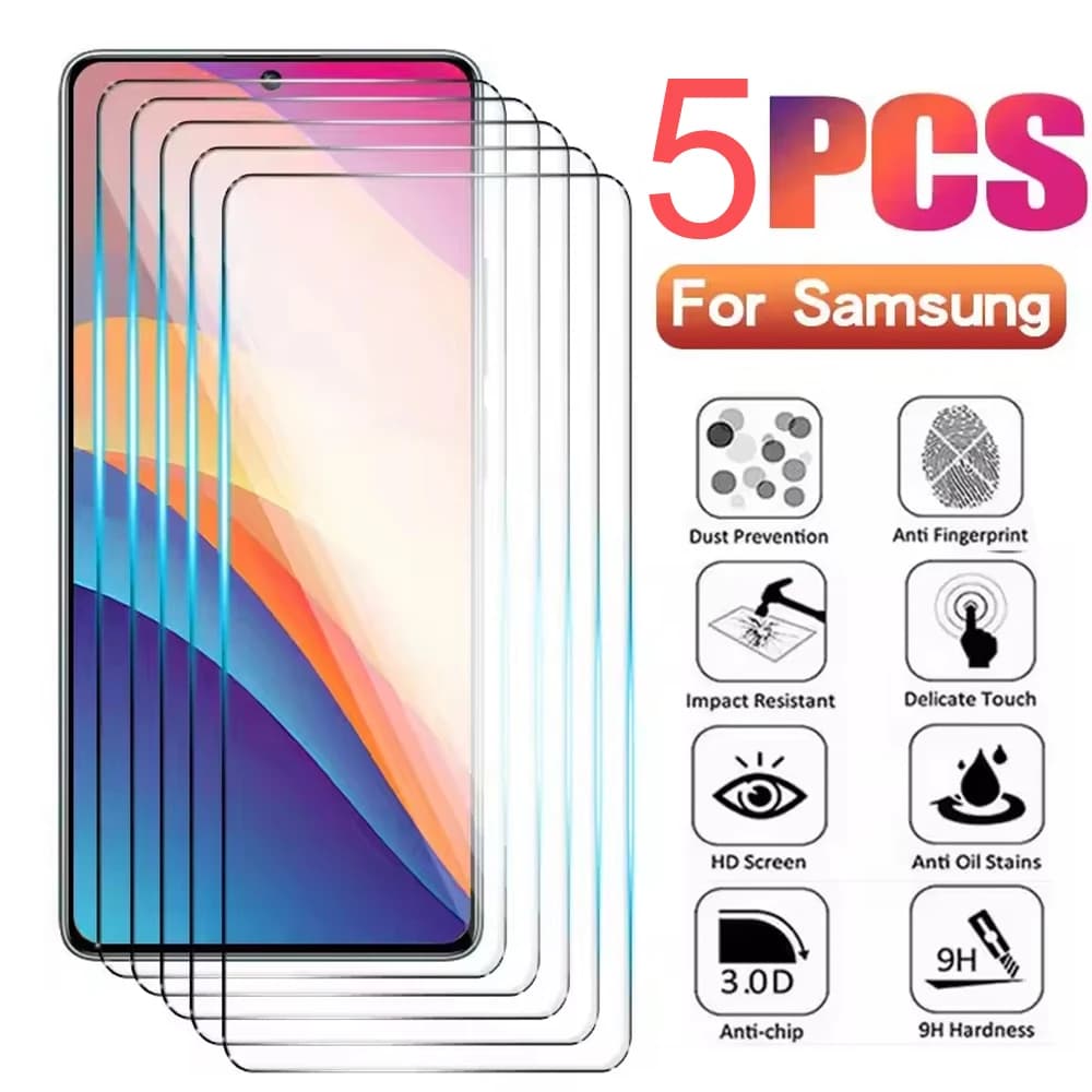 1-5 pezzi protezione dello schermo in vetro protettivo per Samsung S24 S25 Ultra A05 A06 A07 A56 A55 A36 A35 A51 S20 FE S22 S23 A05s vetro HD