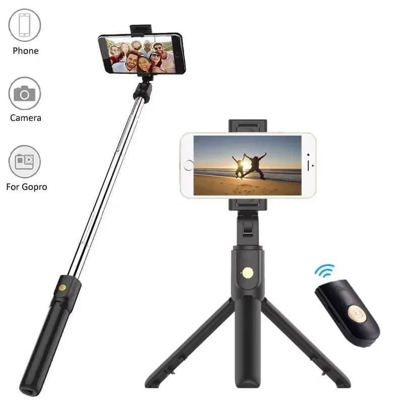 Mini selfie stick Bluetooth wireless 3 in 1 with mini treppiede retractable remote stretchable monopiede for live mobile video