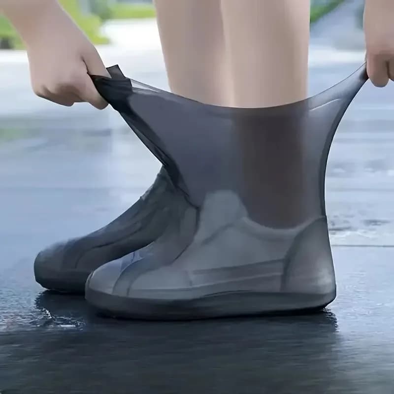 Copriscarpe in silicone impermeabile da 2 pezzi Stivali da pioggia neutri ad alta elasticità riutilizzabili in condizioni di pioggia Accessori per copriscarpe antiscivolo