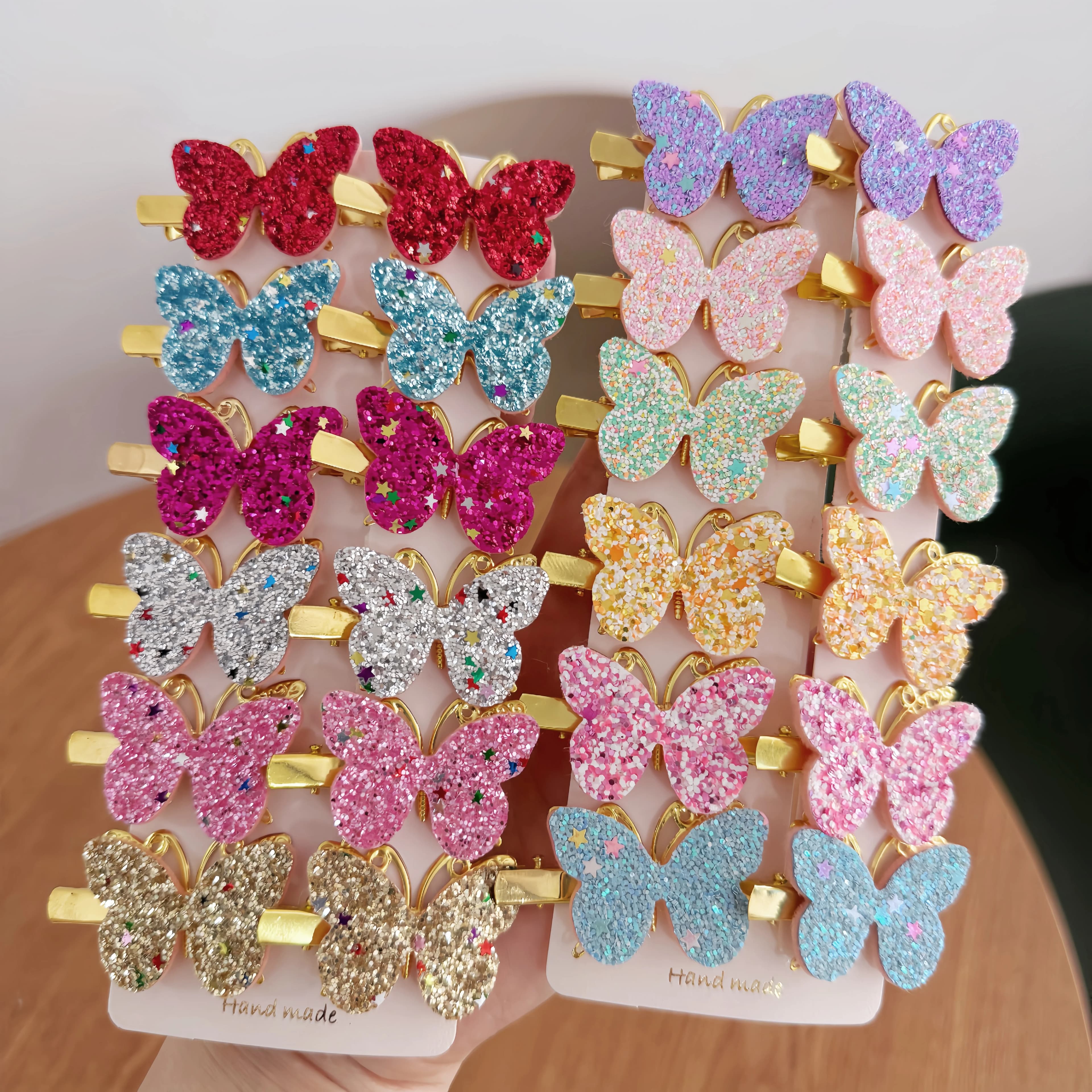 12 fermagli per capelli a farfalla carini, mollette floreali glitterate, fermagli per ragazze, forcina a farfalla in lega per bambini, accessori per capelli per bambini