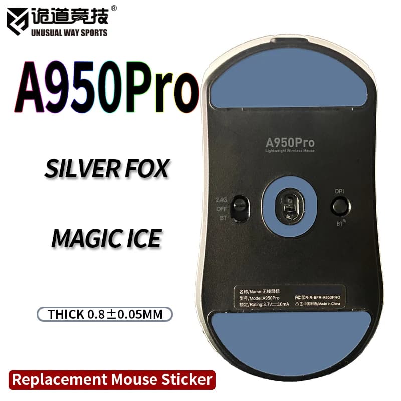Un modo insolito Sport Mouse Pattini Piedi Dareu A950PRO Scivola Bordo curvo Versione Magic Ice Silver Fox