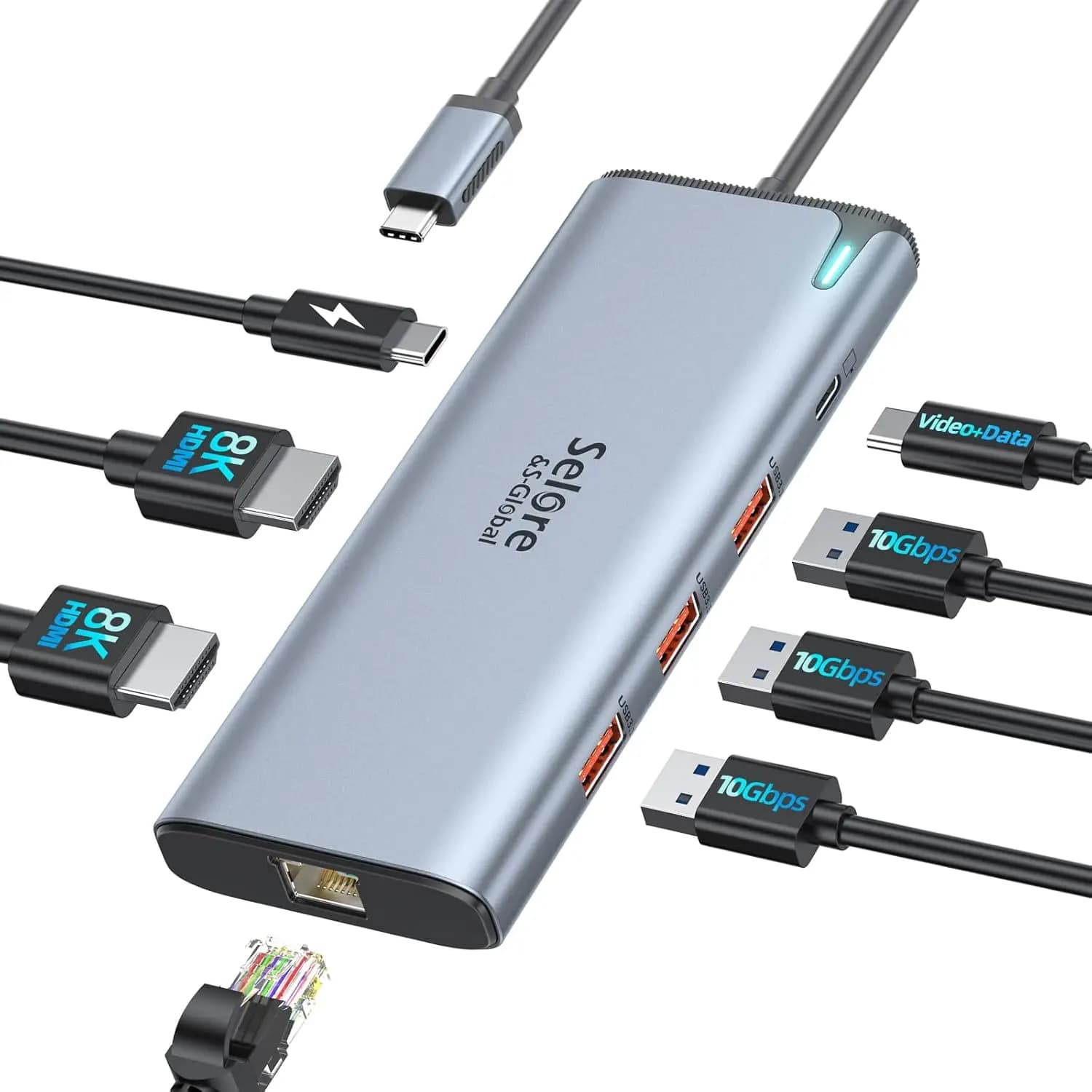 Docking station USB-C con video 8K, doppia HDMI, 100 W PD, Ethernet e porte USB veloci per laptop
