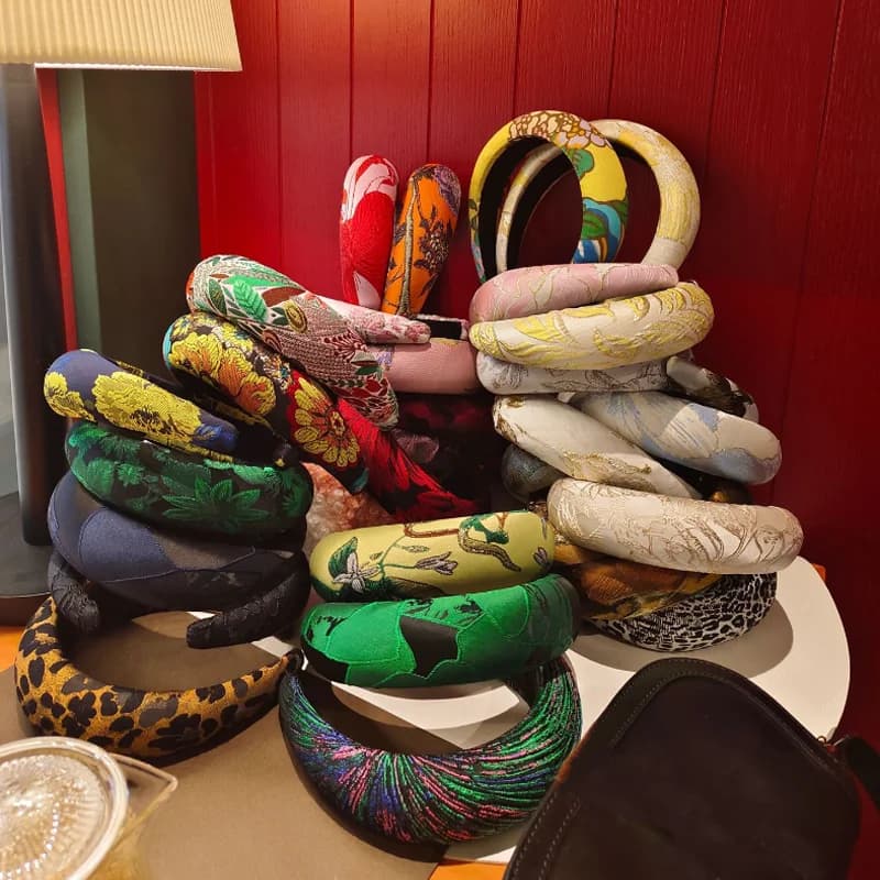 Vintage Palace Jacquard Embroidery Hair Hoop with Thick Sponge National Pressure Hair Accessories and Headwear Women Hairbands