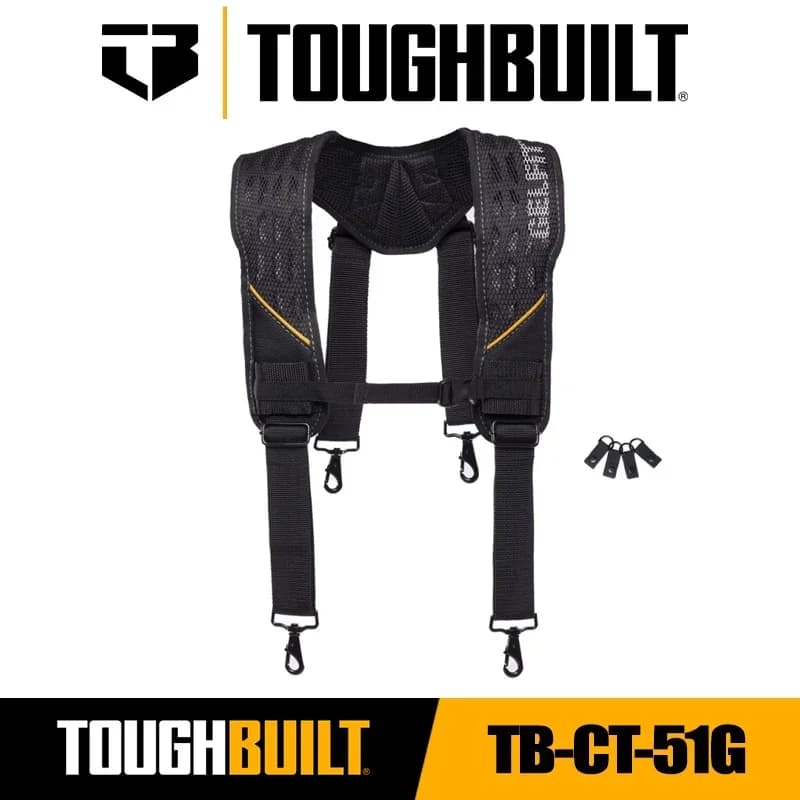 TOUGHBUILT TB-CT-51G Cintura per attrezzi da esterno Comoda e resistente Cintura per spalla in schiuma Bretelle per cintura da lavoro Toughbuilt