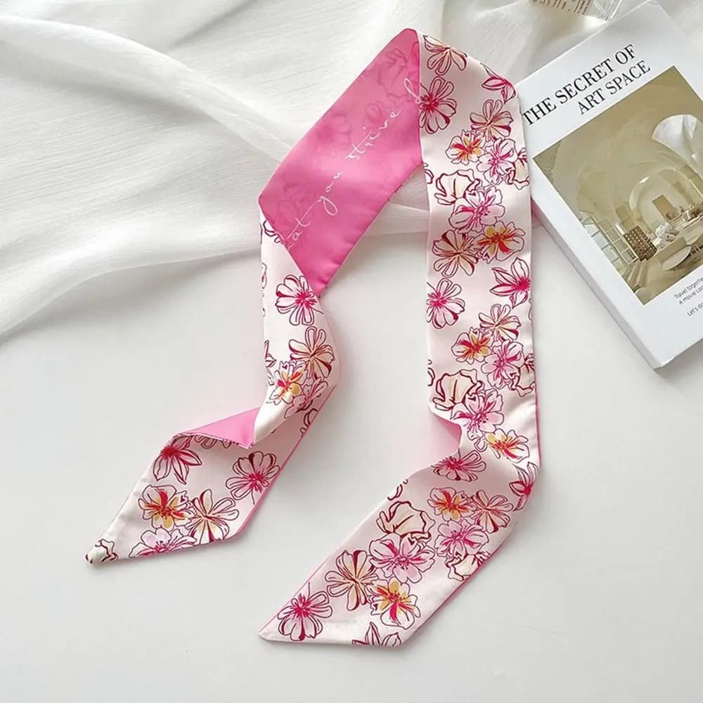 All-match Ribbon Headband Silk Scarf Pink Hair Tie Long Scarf Neckerchief Scarf Accessories Scarf Hair Band Female