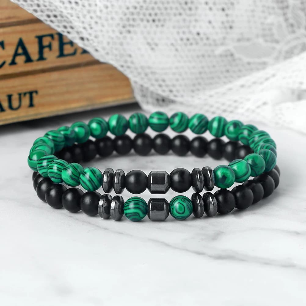2 Pz/set Braccialetti In Pietra Naturale Vintage 6mm Occhi di Tigre Onice Ematite Perline Braccialetti Donne Yoga Guarigione Gioielli Homme Pulseras