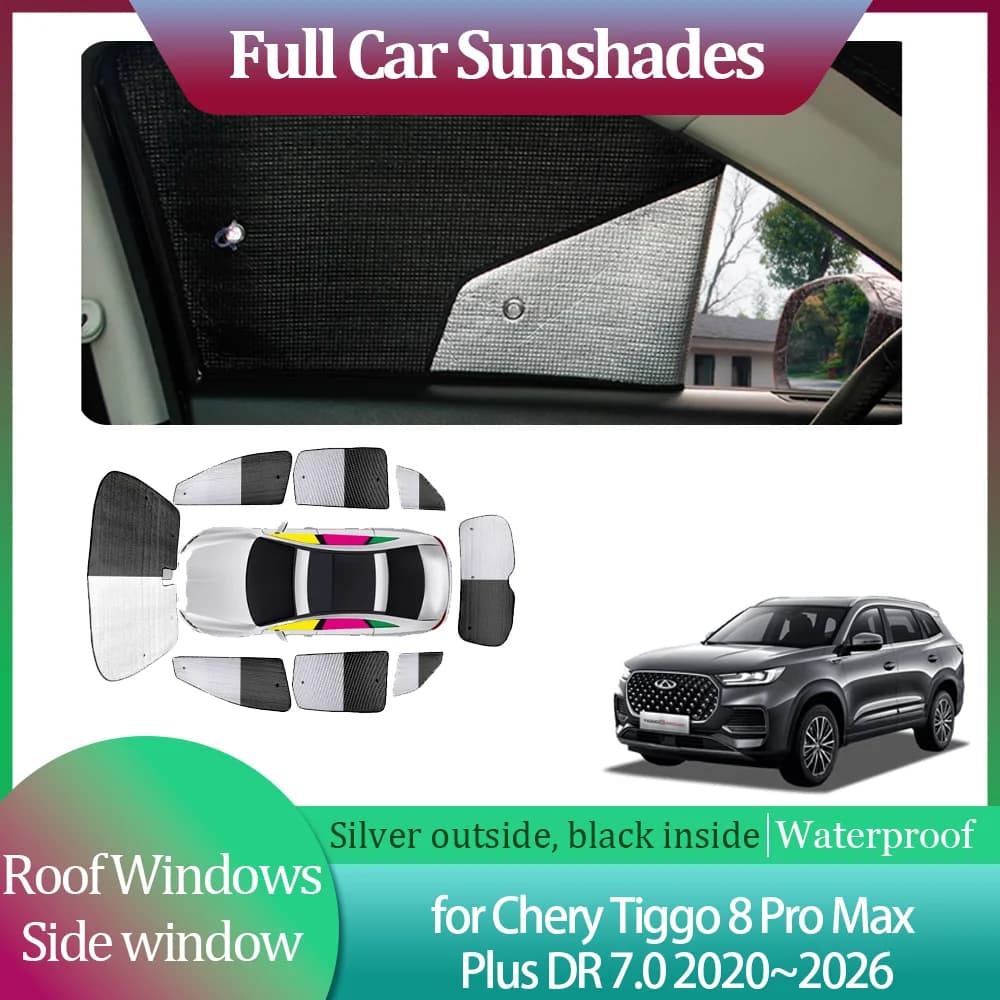 Parasole per Auto Chery Tiggo 8 Pro Max Plus DR 7.0 2020~2026, Protezione per Finestrini Laterali, Tetto e Tettuccio Apribile, Accessori