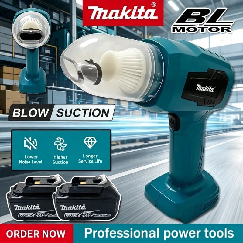 Aspirapolvere Portatile Multifunzione Makita Senza Fili per Auto, Ricaricabile, Compatibile con Batteria Makita 18V