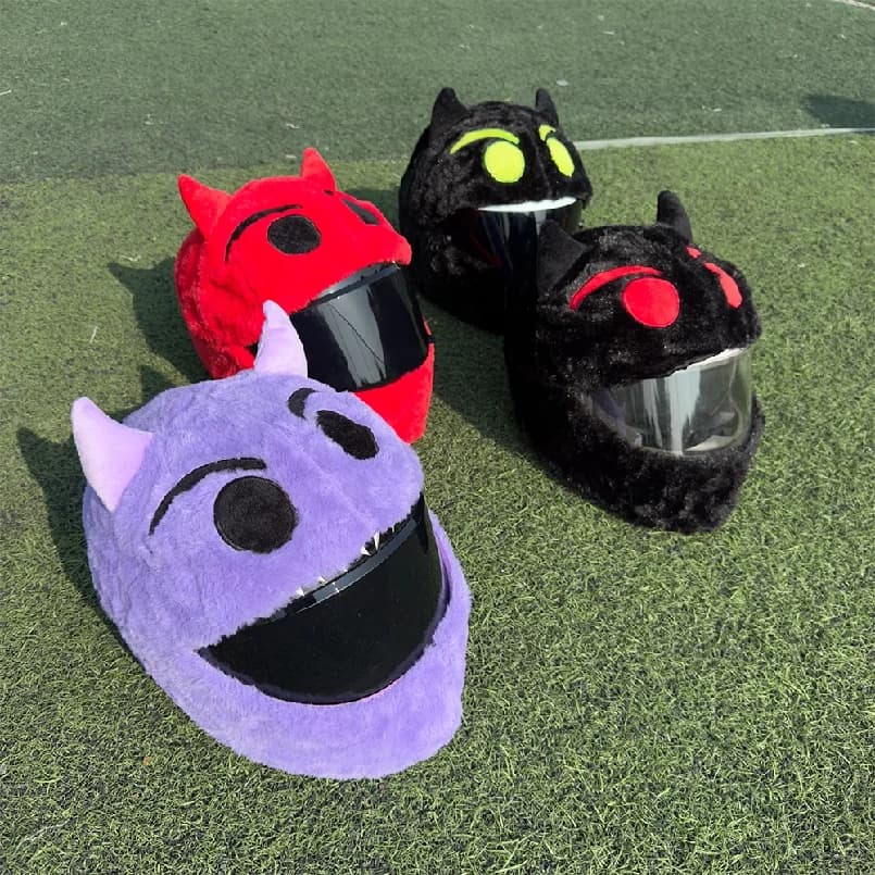 Copricasco Integrale Moto in Peluche a Forma di Animale Cartone Animato, Divertente Protezione in Tessuto Morbido, Accessori Moto