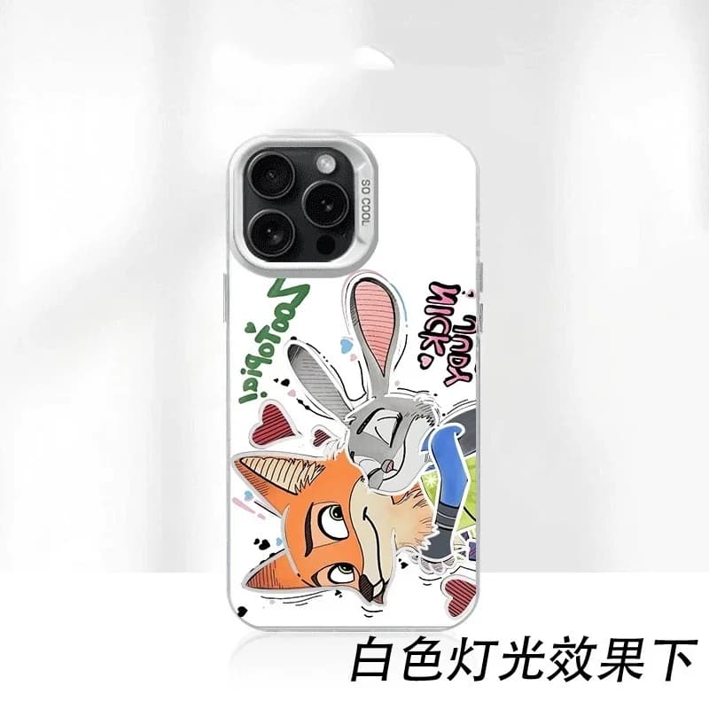Disney Zootopia Custodia per telefono simpatico cartone animato per iPhone 11 12 13 14 15 16 17 Pro Max Plus mini Nick Judy Hug Laser copertura antiurto