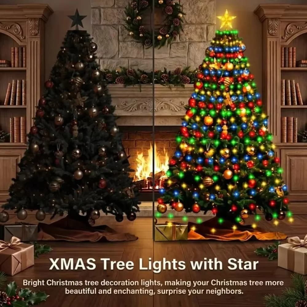 LED Christmas String Lights Smart APP Remote Control RGB Color Changing Waterproof for Tree Indoor Outdoor Decor