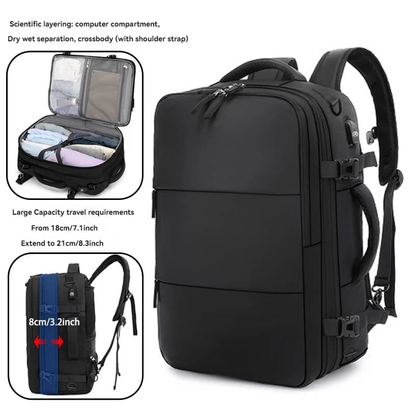 Zaino da viaggio da donna, bagaglio a mano da uomo, zaino per laptop da 15,6 pollici, zaino per il tempo libero, viaggi d'affari nel fine settimana