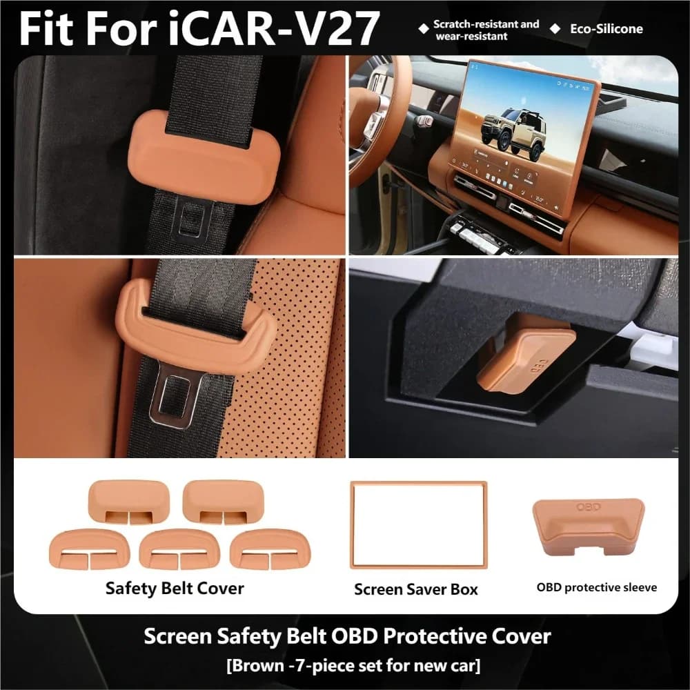 Fit For Chery iCAR V27 2026 Silicone OBD Port Protector Cover Dustproof Waterproof Diagnostic Interface Cap Seat Belt Cover