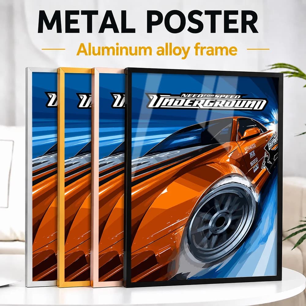 Need For Speed Underground Car Framed Metal Print Customized Photo Bold Digital Style Wall Art For Bedroom Ideal Birthday Gift