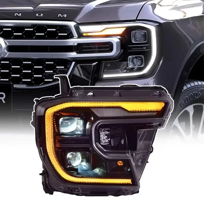Car Headlight Car Accessories for Ford Everest Ranger 2023 Headlight Assembly T9 Modified LED Lens Day Running Lights