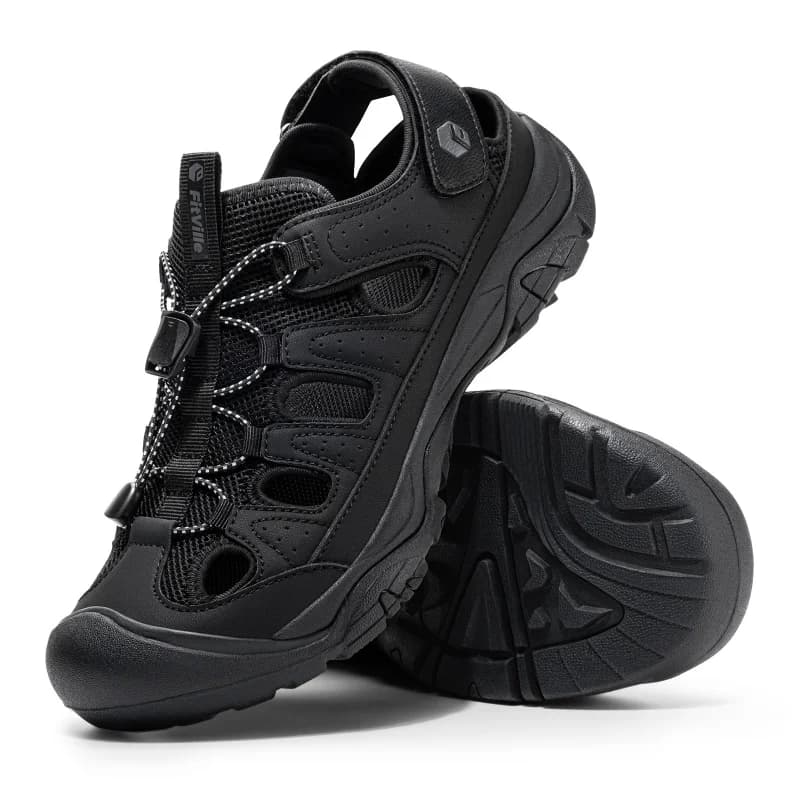 Sandali larghi da uomo FitVille, scarpe ortopediche da uomo, sandali sportivi da trekking e escursionismo con punta chiusa, supporto per l'arco plantare e cinturini regolabili