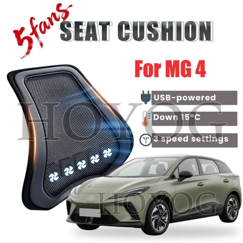 For MG 4 Car Seat Cooling Lumbar Support Cushion Back Support Pillow USB Fan 3 Speed Ventilated Mesh Ergonomic Waist Rest
