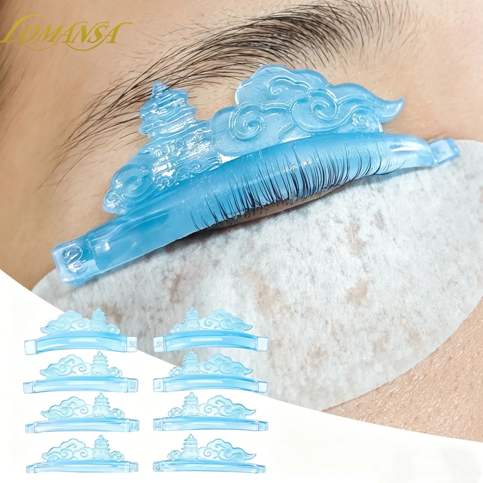 Lomansa 4 Paia di Scudi in Silicone per Permanente Ciglia Effetto C, Pad Adesivi per Lifting Ciglia, Accessori per Lifting Ciglia 3D, Strumento per Trucco