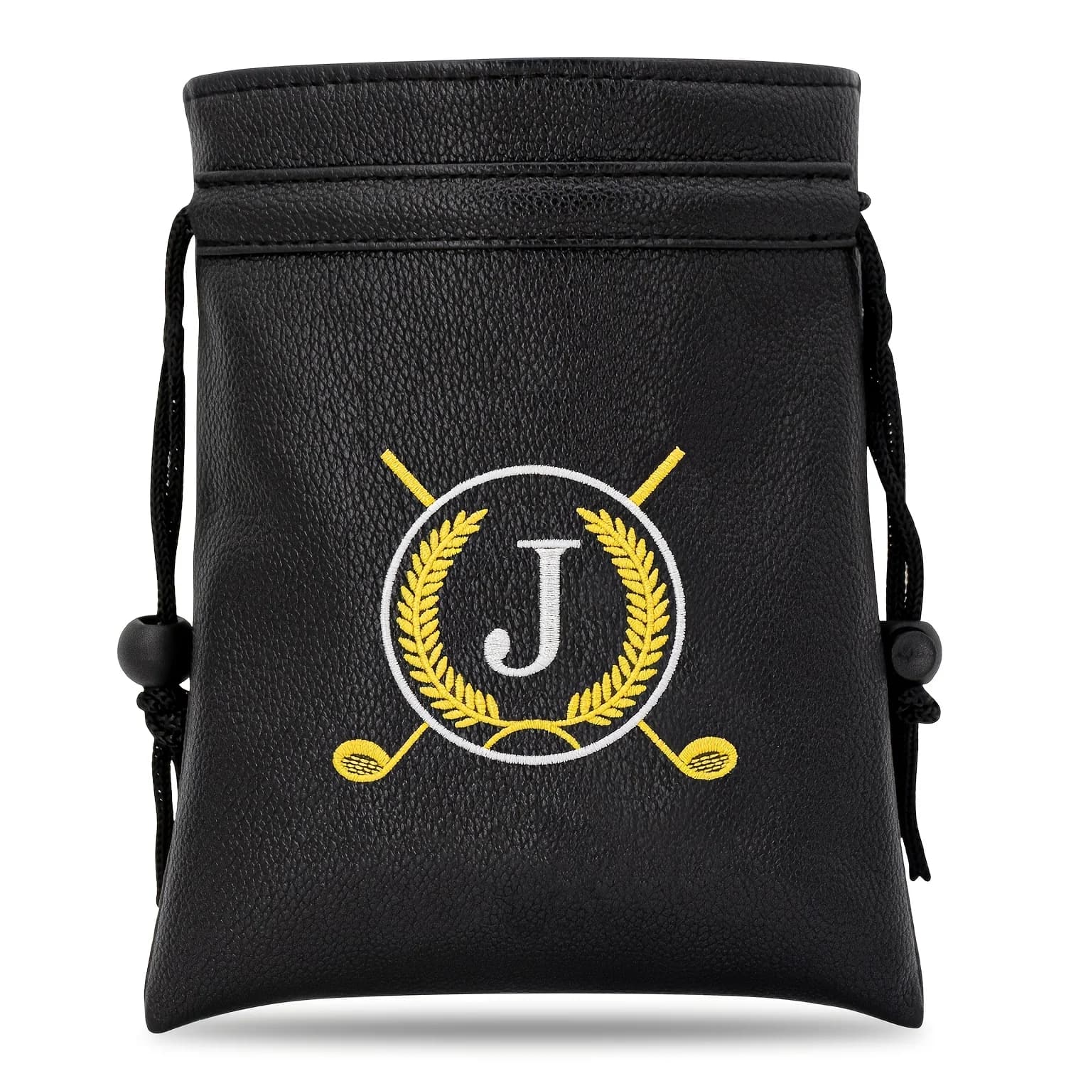 1pc Yellow Wheat Ears Style Golf Bag with Drawstring Closure, Portable Durable Faux PU Golf Ball & Tee Pouch with Drawstring