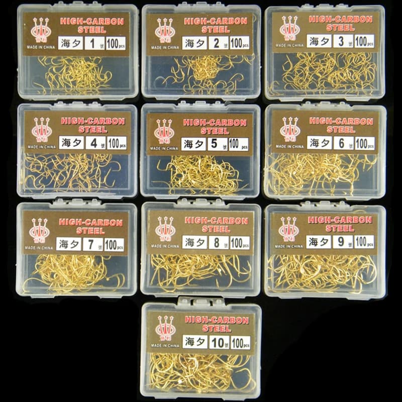 aHayyu fishing hooks with ardillon, golden hooks for wild fishing, long stem hooks for fishing in pits, supplies for fishing gear da