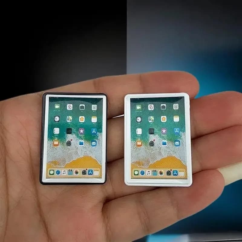 Doll House Mini Laptop and Tablet Accessory, 1:12 Scale Model, DIY Mini Computer Decoration