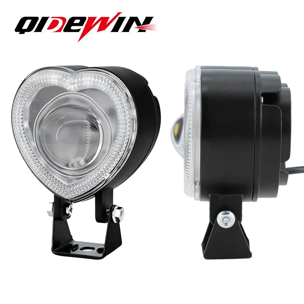 1/2 Pezzi Faro LED per Moto 12-60V Bianco Giallo Stroboscopico con Anello RGB, Fendinebbia per Auto, Camion, SUV, UTV, Luce di Guida