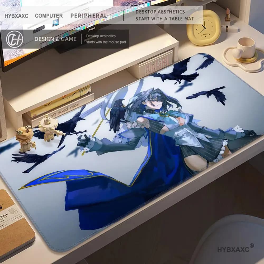 HYBXAXC Ouro Kronii Anime Hololive Girl Mousepad Grande Tappetino per Mouse da Gaming con Bordo Rinforzato e Spesso per Tastiera Computer e Scrivania