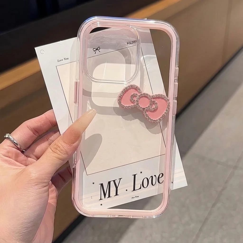 Pink With 3D Diy Bow Phone Case For Samsung Galaxy A57 A07 5G S25 S24 Plus S26 S25 S24 Ultra FE Sllicone Transparent INS Cover