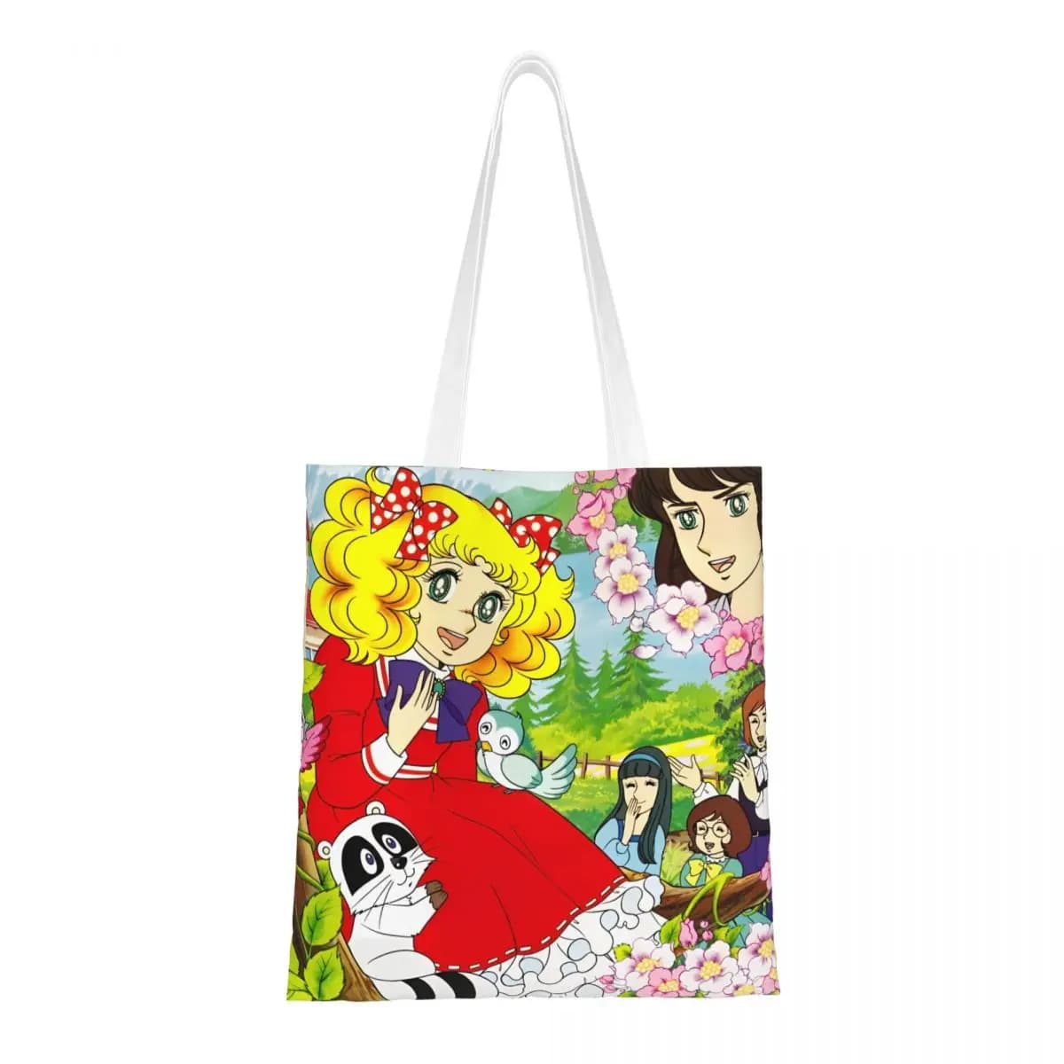 Candy Candy Anime Tote Bag Borsa da donna Borsa a tracolla pieghevole per college Borsa per la spesa stampata