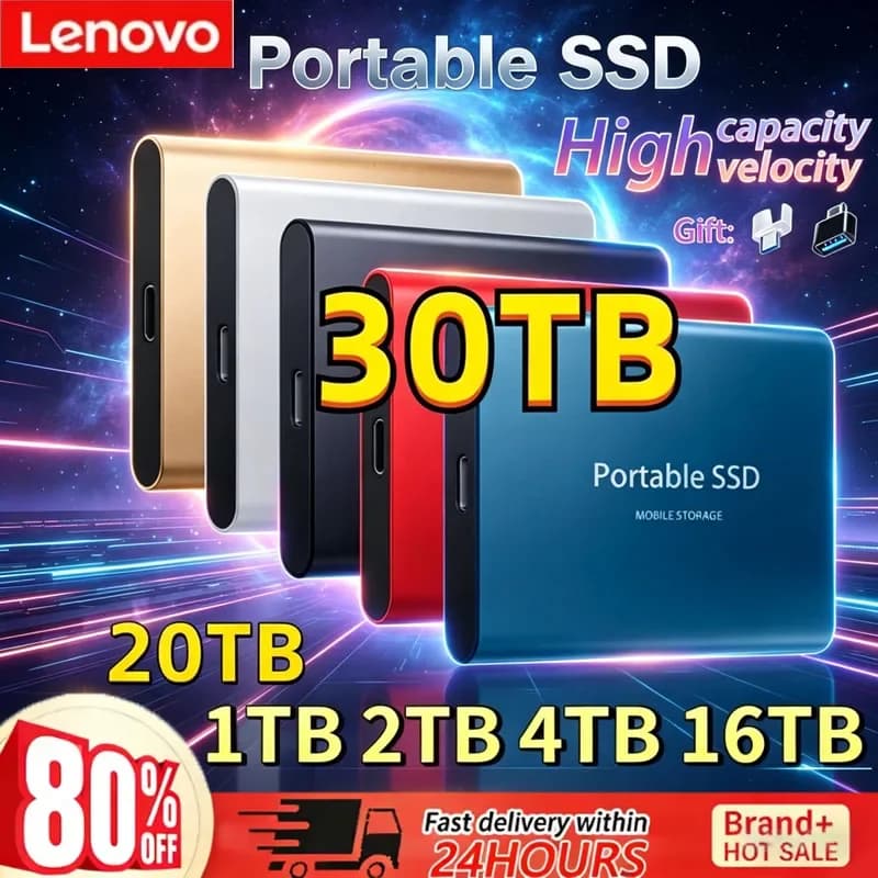 Lenovo Solid State Disk 1TB External Hard Drive 2TB High Speed Hard Disk 256TB USB3.1 Portable SSD 128TB for Pc/Laptop/Mac/Phone