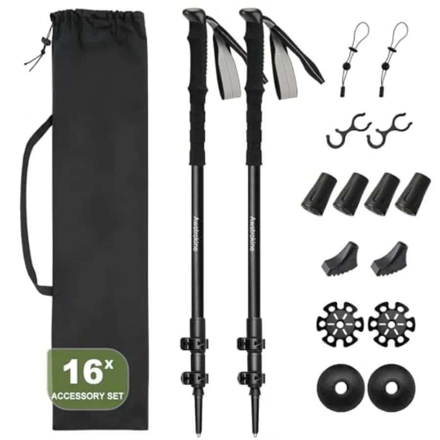 Bastoncini da Trekking in Fibra di Carbonio Ultra Leggeri - 6.07oz Bastoni da Nordic Walking con Impugnature EVA Complete e Chiusure Rapide per Tutti i Terreni