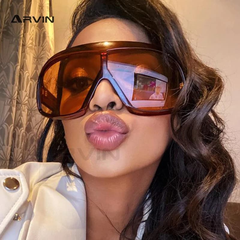 New Oversize sunglasses in one piece Fashion Brand Women's Sunglasses with Big Shield Fashion Luxury Outdoor UV Sunglasses