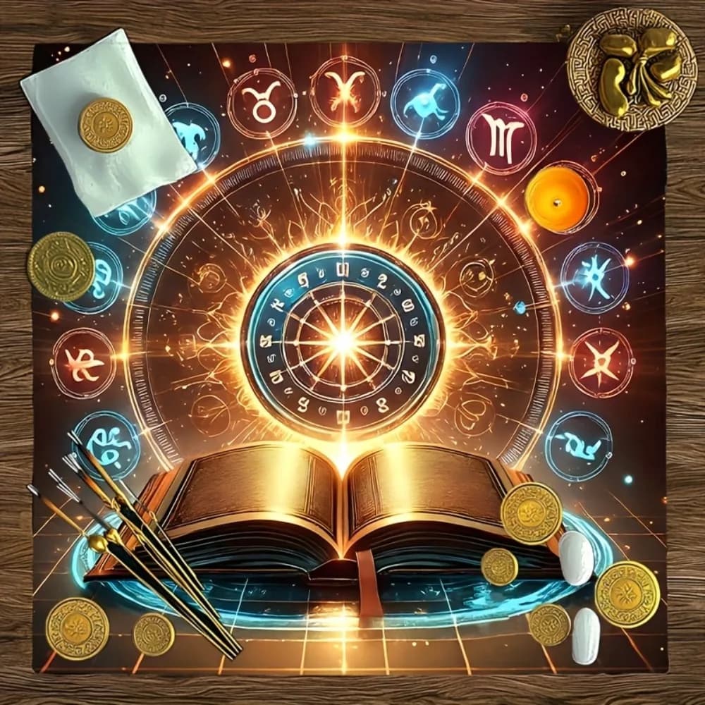 Tovaglia per Tarocchi in Diverse Misure, Stampata con Segni Zodiacali, Tappeto per Altare in Poliestere per Divinazione e Profezia, Tappetino per Giochi di Carte