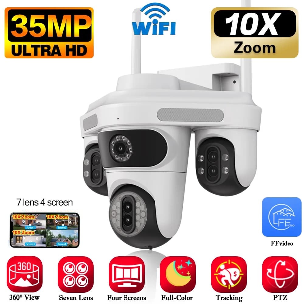 IP 4K 35MP Wfii PTZ Zoom 10X Outdoor Automatic Monitor CCTV Camera with Wireless Panoramic View
