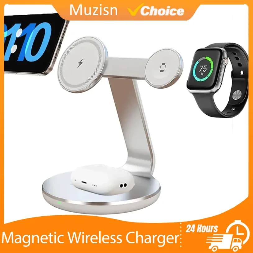 30W 3 in 1 quick charging station magnetic wireless charger support for Magsafe iPhone 16 15 14 13 Pro Max iWatch 8 7 Airpods Pro