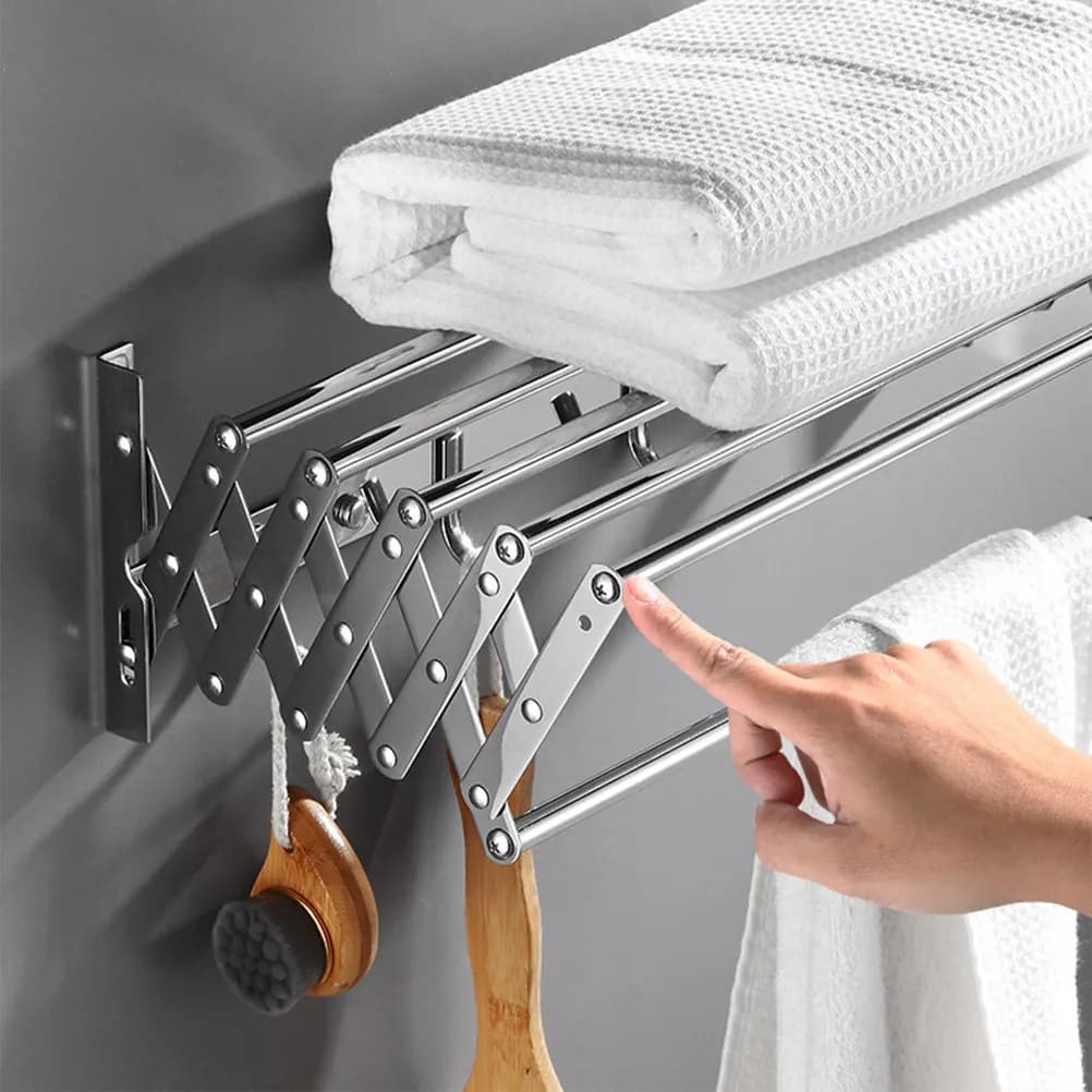 Telescopic Clothes Hanger Stainless Steel Wall Mount Storage Rack 50cm for Laundry Bathroom Kitchen Closet Organization Towel