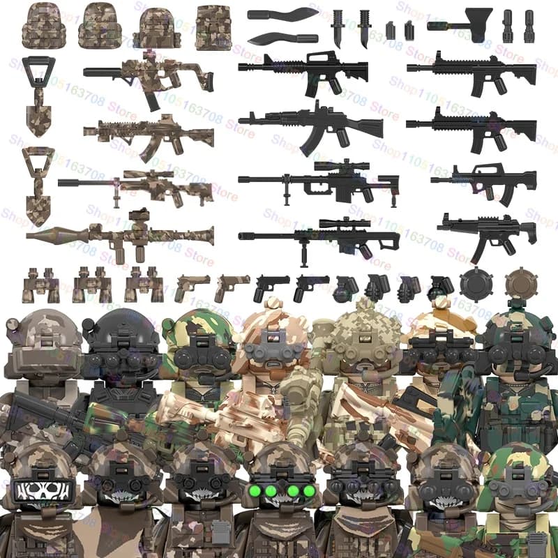 MOC Soldati Militari Action Figures Bambole Building Block Accessori Modello di Montaggio Giocattoli Regali di Halloween WM6147 WM6168 WM6169