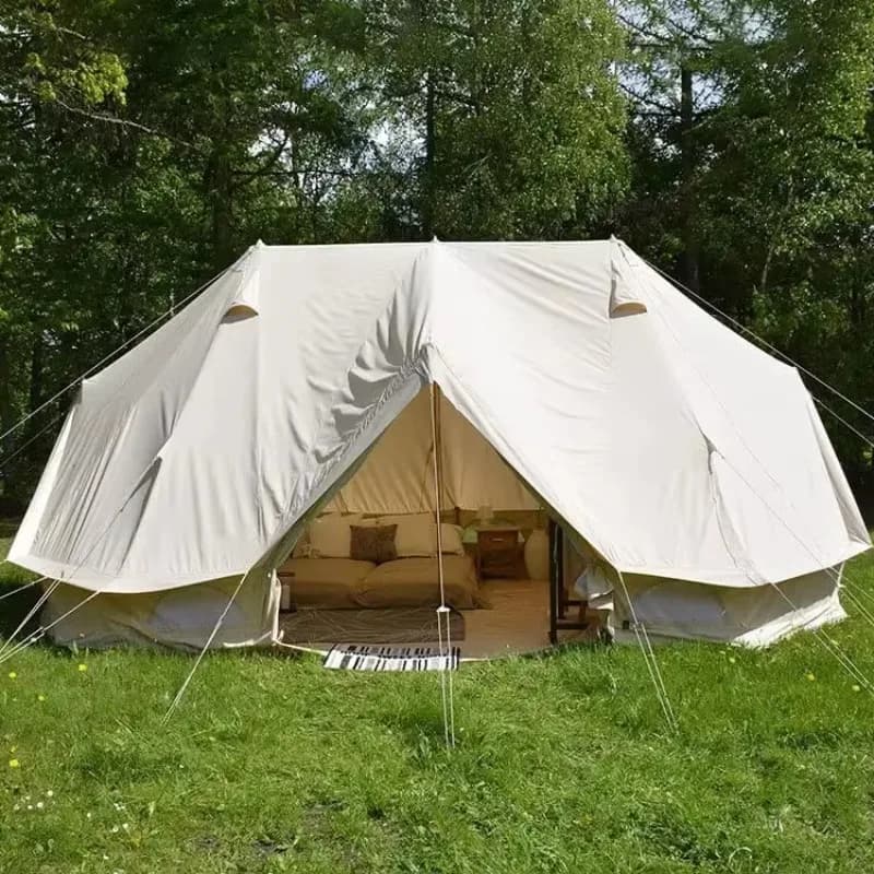Tenda da Parete in Tela di Cotone per 4 Stagioni 2026, Grande Yurta Glamping con Kit di Scarico Rapido per Campeggio all'Aperto
